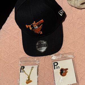 New Era Black Cap with Orange Orioles Logo